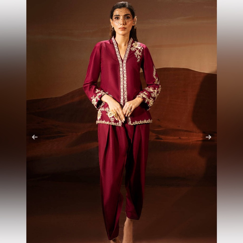 Pakistani Indian Embroidered Maroon outfit